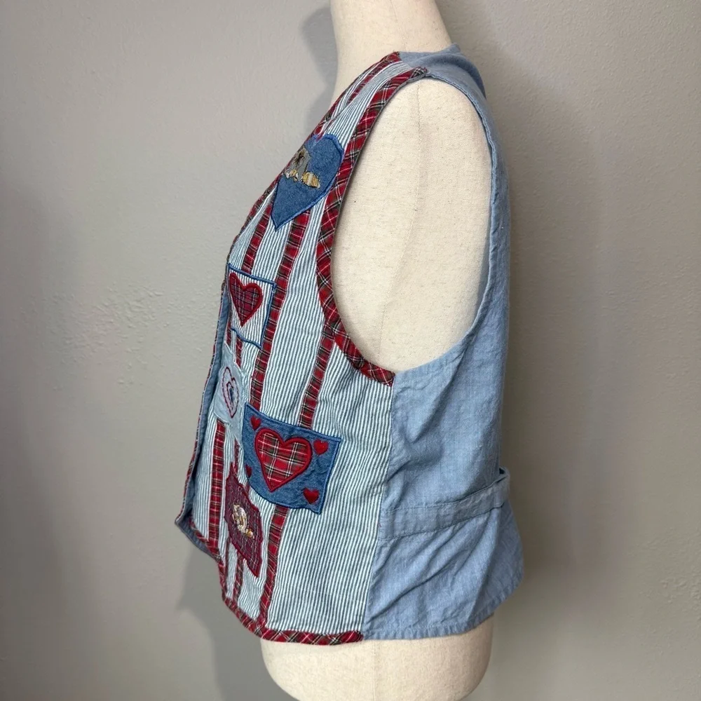 Casey & Max Vintage Cat & Heart Patchwork Vest – Size M